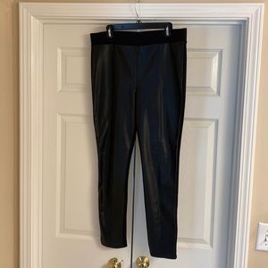 Ann Taylor Factory Mixed Media Black Faux Leather leggings size L